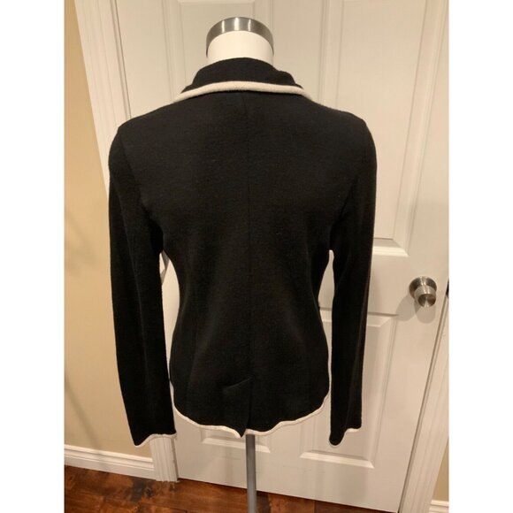 Moth Black Knit Single Button Closure W/ White Trim, Size Medium - Picture 6 of 8
